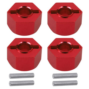 Aluminum RC Front & Rear Wheel Hubs Hex 12mm Upgrade 1654 for 1/10 Traxxas 4X4 Slash Hoss Stampede Rustler 4WD (Red)