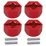 Aluminum RC Front & Rear Wheel Hubs Hex 12mm Upgrade 1654 for 1/10 Traxxas 4X4 Slash Hoss Stampede Rustler 4WD (Red)