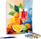 Diymood Paint by Numbers Kits for Adults Drinks, DIY Oil Painting Fruits Acrylic Paint by Number for Adults Beginner with Brushe
