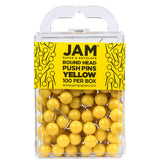 JAM PAPER Colorful Push Pins - Round Head Map Thumb Tacks - Yellow Pushpins - 100/Pack