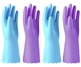 Alimat PluS 4PCS Reusable Cleaning Gloves Latex Free, Dishwashing Gloves with Cotton Flock Liner and Embossed Palm, Waterproof H