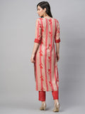 Gosriki Women'S Cotton Blend Straight Printed Kurta With Pant (Dania Red-Nw5-Gs_L_Red_Large),Red,,B0BVHZWT3G