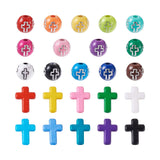 Craftdady Colorful Acrylic Cross Beads 1200pcs 8mm Round Spacer Beads with Silver Crucifix Cross for DIY Bracelets Necklaces Ear