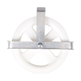 Household Essentials Clothesline Pulley, Durable PP Wheel with UV Protection, Zinc-Plated Metal Frame, Silver and White