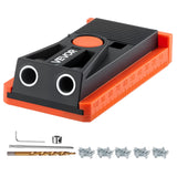 VEVOR Pocket Hole Jig Kit, 1/2 to 1-1/2 in Adjustable, Mini Jig Pocket Hole System with Step Drill, Hex Wrench, Drill Stop Ring,