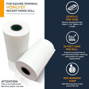 Vonlyst Receipt Paper Roll for Square Terminal Credit Card Machine (20 rolls)