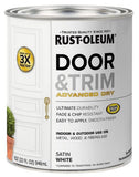 RustOleum 369384 Advanced Dry Door & Trim Paint, Quart, Satin White