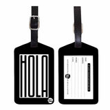 Nutcase Designer Luggage Travel Baggage Tags Set Of 2 With Name Card Inside Hola Black