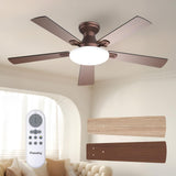 Passky Ceiling Fans with Lights, 52 inch Flush Mount Ceiling fan with Remote Control, Low Profile Ceiling Fan for Bedroom, Farmh