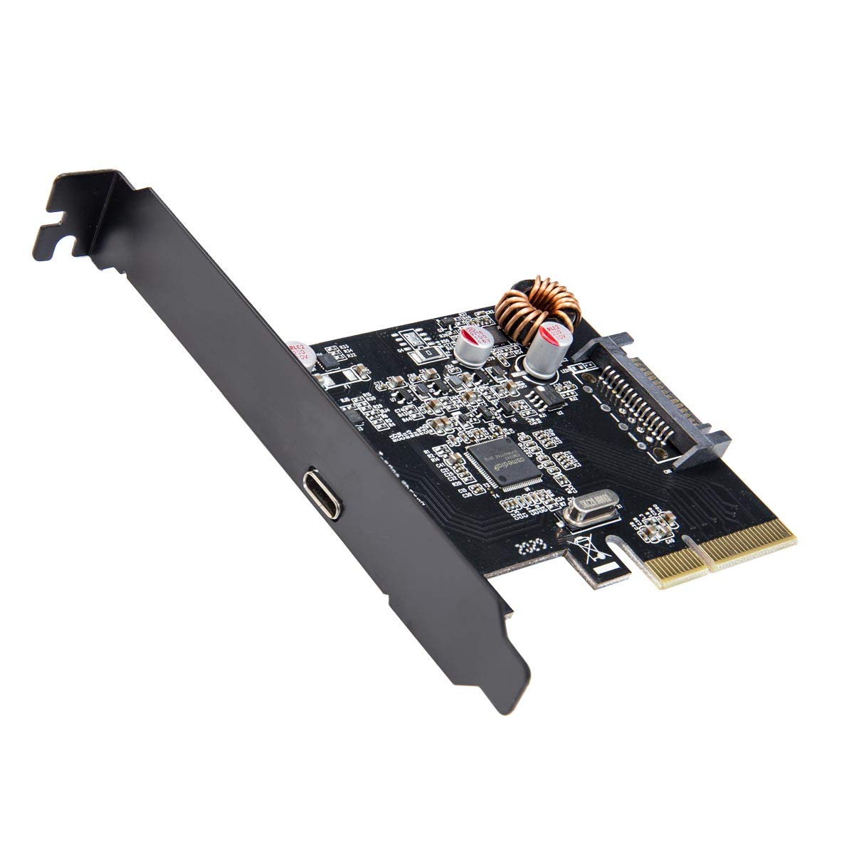 PCI-Express 3.0 x4, 1-Port USB 3.2 Gen2x2 Type-C 20Gbps Host Controller Card, ASMedia ASM2362 Chipset, with Low Profile Bracket.