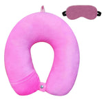 Atevon Ultimate Travel Comfort Set: Pink Velvet Neck Pillow & Eye Mask Combo For Airplane Bliss