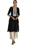 Libas Women'S Cotton Ethnic Motifs Straight Kurta (37251 Black