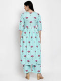 Anni Designer Women'S Cotton Anarkali Kurta (Sara Sea Green_Xxl_Blue_Xx-Large),Blue,2XL,,,