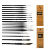 Artright Professional Mix Paintbrush Set 18pcs, Handmade Artist Assorted Flat, Fan, Round, Filbert, Angle Brushes, Ideal for Ac