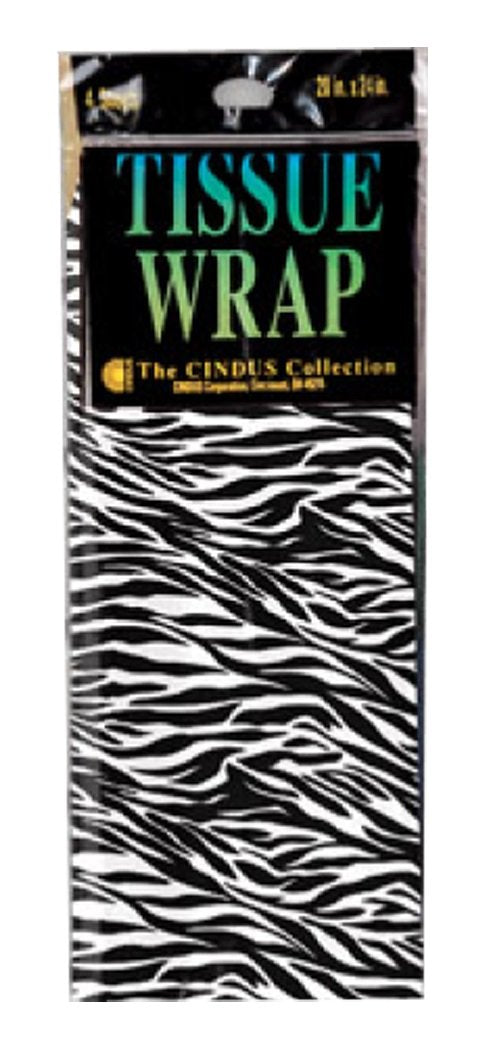 Cindus 4 Count Zebra Print Tissue, 20 x 20, Multicolor