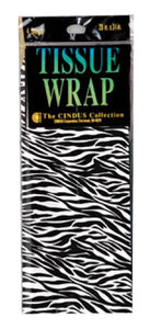 Cindus 4 Count Zebra Print Tissue, 20 x 20, Multicolor
