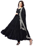 Wedani Georgette Sequins Work Anarkali Kurta Set For Women (In Alpha S Regular Black),BLACK,S