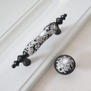 LBFEEL 6 Pack 3 Ceramic Drawer Knob Black and White Rustic Dresser Drawer Pull Handle for Kitchen Cabinet Knob Furniture Hardw
