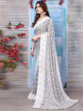 Satrani Womens Pure Georgette Saree (3201S2292Na_Grey & White)
