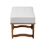 Baxton Studio Chenoa Gray Boucle Fabric And Walnut Brown Wood Bench