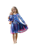 Bow Dream Cute Girl Dress and Matching American Girl Doll Clothes Accessories for Girls Dresses Size 120 Deep Blue