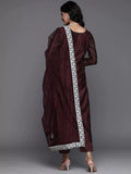 Gosriki Women'S Cotton Blend Straight Embroidered Kurta With Pant & Dupatta (Weekend Wine-Nw2-Gs_L_Wine_Large),Wine,,B0BYK78ZT2