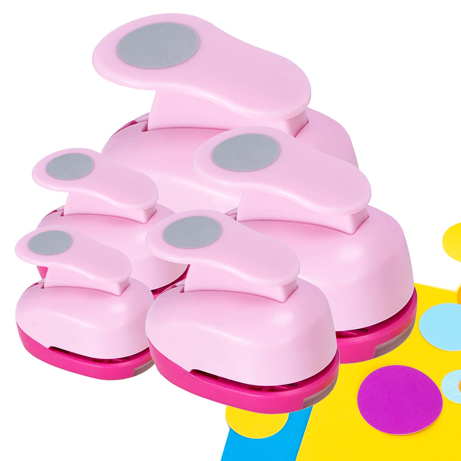 Circle Punch Paper Hole Punches Set - 5 Pack Round Paper Punches, Handmade Scrapbook Puncher for Paper Craft, Cardstock,Gift Wra