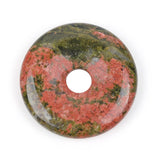 GEM-Inside 30mm Green Unakite Jasper Stone Circle Donuts Beads for Pendant Jewelry Making Power Energy Chakra Massage GuaSha Scr