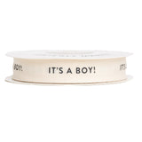 Sisterly Market - Custom Herringbone Cotton Ribbon, Natural 5/8 Inch Gift Ribbon with Its a Boy Printed Phrase, 10 Yards
