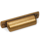 POVEFONK 10 Pack 2.5 inch(64mm) Antique Brass Kitchen Cabinet Handles Cabinet Cup Pulls Vintage Drawer Cup Pulls Aged Gold Bronz