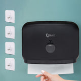 Robustt WallMounted V/N/M Fold Paper Hand Towel Dispenser Black (with 4 Adhesive Hooks) | Large Capacity | Durable ABS Materi