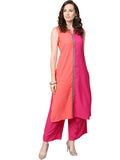 ZIYAA Women's Crepe Straight fit Kurta (ZIKUCR2810-XXL_Pink_XX-Large)