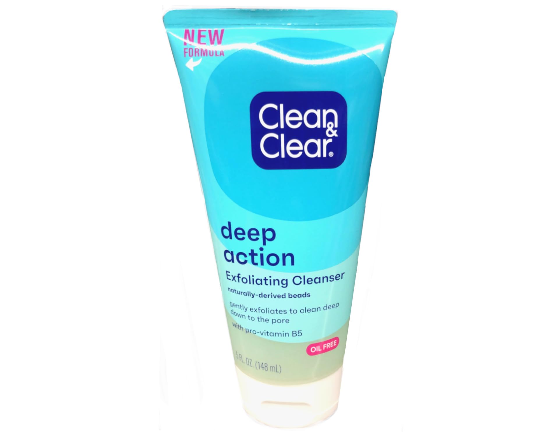 Clean & Clear Deep Action Oil-Free Exfoliating Face Scrub for Deep Pore Cleansing, Cooling Face Wash with Natural Exfoliating Be