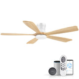 GentleBreeze 52In Wood Smart Low Profile Ceiling Fans with Lights Remote,Control via WIFI Alexa Google App,6 Speed,Quiet DC Moto