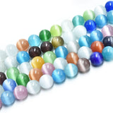 Colorful Cat Eye Beads Round 12mm Semi Precious Gemstone Loose Beads for Jewelry Making (31-33pcs/strand)