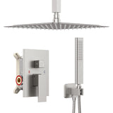 Iriber Ceiling Mount Shower System with 16 Inch Rain Shower Head and Handheld Bathroom Shower Set Contain Shower Faucet Pressure