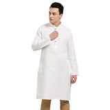 Sojanya (Since 1958 Men'S Cotton Linen White Checked Only Long Kurta Size: 44