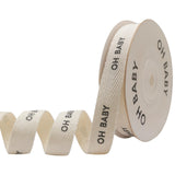 OZXCHIXU Oh Baby Cotton Text Ribbon, 5/8 Inch x 10 Yard, Natural Ribbon for Gift Wrapping Crafts Flower Bouquet Party Decoration