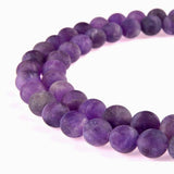 PLTbeads Natural Gemstone Loose Beads Matte Approxi 15.5 inch DIY Bracelet Necklace for Jewelry Making (6mm, Matte Purple Amethy
