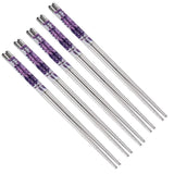 EAGEAN Stainless Steel Chopstick with Flowers Design, 5 Pairs