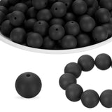 HARFINGTON 160Pcs Silicone Beads 12mm Round Rubber Focal Beads Bulk for Pens Keychain Bracelet Necklace DIY Crafts Making, Black