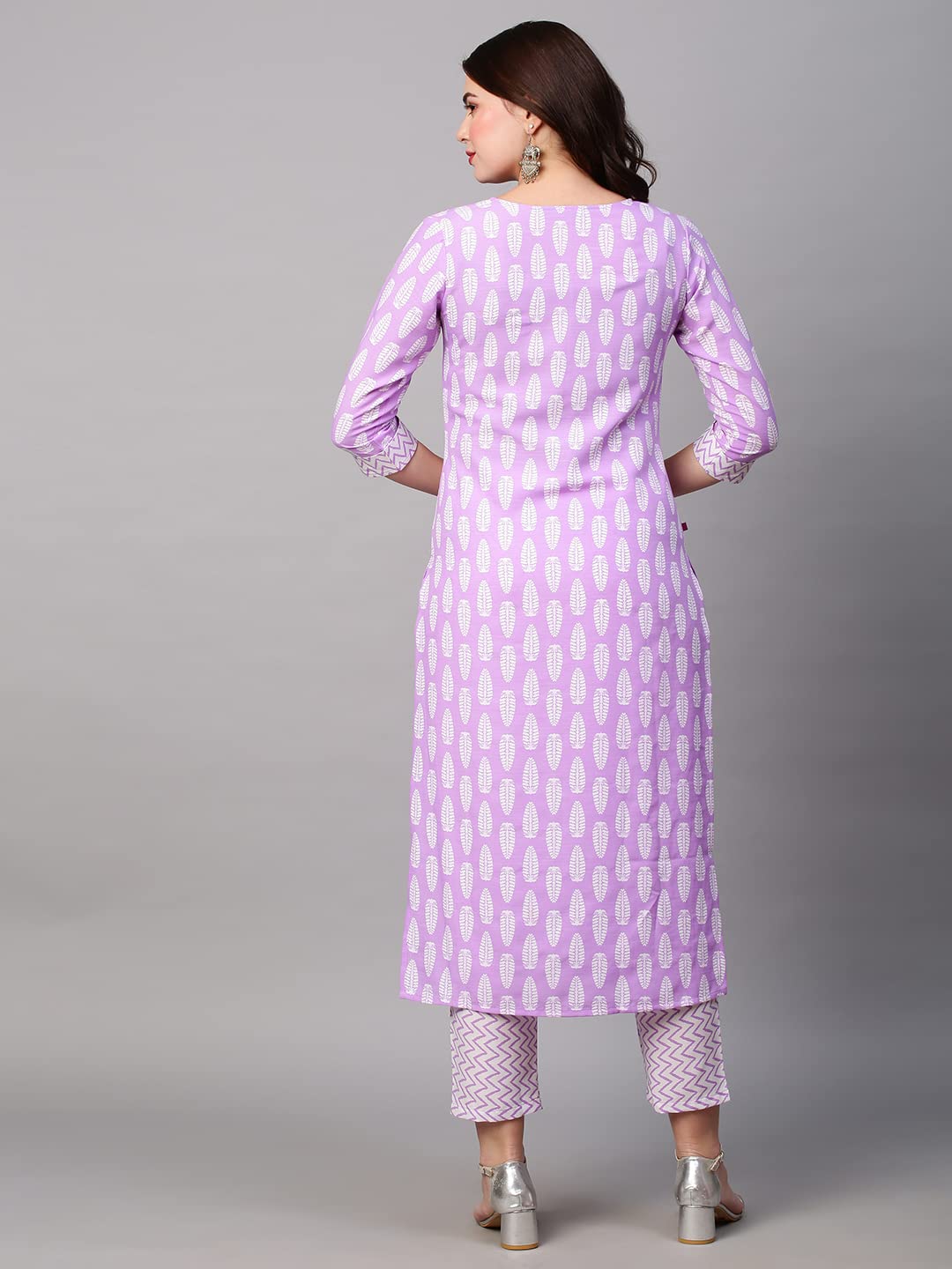Gosriki Women'S Cotton Blend Traditional Straight Printed Kurta With Pant Set (Danapa Purple-Fbf001-Gs_Xl_Dark Blue_X-Large),Purple,,B0BSTXCXV7