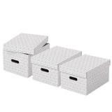 Esselte Medium Storage Box With Lid, Pack Of 3, Home/Office Storage & Organisation, 100% Recycled Cardboard, 100% Recyclable, Ge