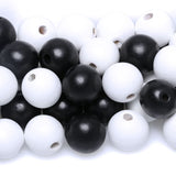 100 Wood Beads for Garlands, 16mm Black and White Wooden Loose Beads for Crafts Making, Colorful Farmhouse Wooden Beads for Home