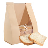 AeKahtay 50 Pack Bakery Bags with Window, 13.8 x 9.4 Inch Large Paper Bread Bags for Homemade Bread, Tin Tie Tab Lock Brown Wind