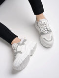 Shoeopia Lace-Up Detail Grey Chunky Sneakers For Women & Girls /Uk4,Grey,4,B0C71D11GB
