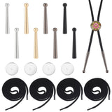 AHANDMAKER Bolo Tie Findings Cowboy Tie Bolo Tie Tips Replacement End Caps Kit Including Nylon Cords, Alloy Cord End, Blank Zinc