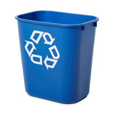 Rubbermaid Commercial Deskside Recycling Container, 3.25-Gallon/13-Quart, Blue Recycling Symbol, Plastic, for Bedroom/Bathroom/O