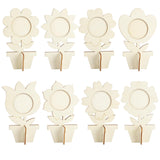 8Pcs Flower Spring Wood Crafts to Paint, Wooden Flowers Picture Frame for Craft, 3D Unfinished Spring Picture Frame Craft for Pa
