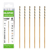 HLOFIZI 11/64 x 6 Inch Extra Long Drill Bits (6 Pack), Aircraft Drill Bit Black and Gold M2 HSS for Wood, Plastic, Thin Metal Sh